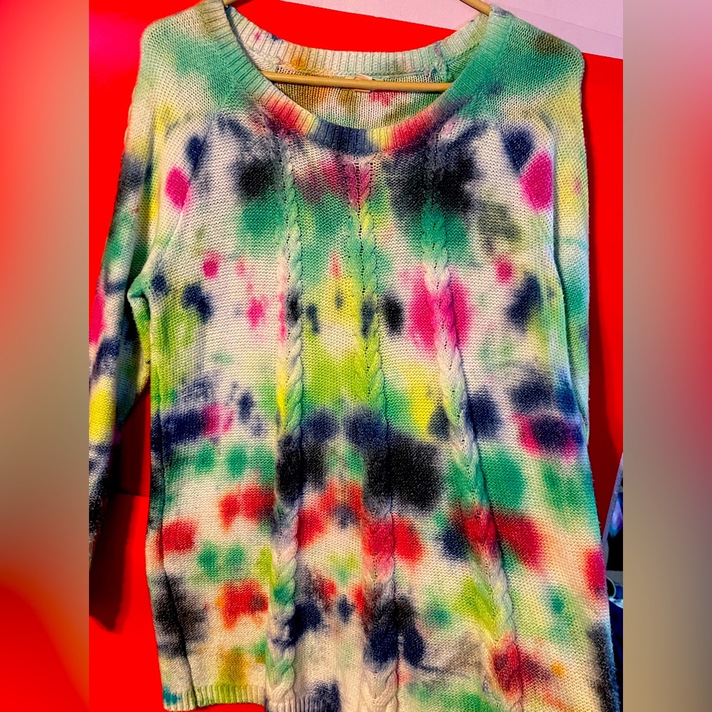 size large knit sweater . tie dyed made by West port